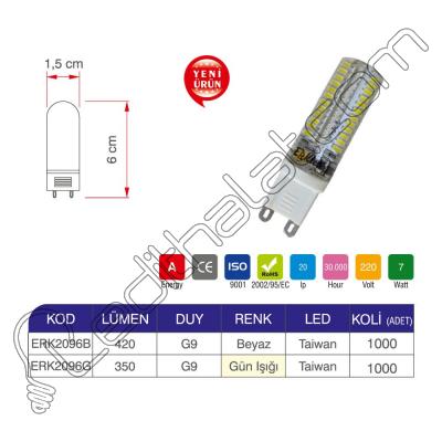 Erk  7W -  220V G9 Kapsül Ampul