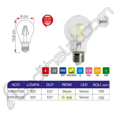 Erk 4 Watt A60 Rustik Ampul ERK2310 - 2li