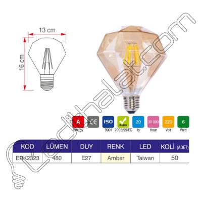 Erk 6 Watt G100 Rustik Ampul ERK2323 - 2li