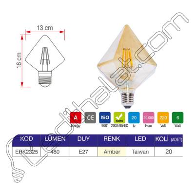 Erk 6 Watt G125 Rustik Ampul ERK2325 - 2li