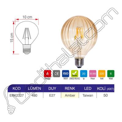 Erk 6 Watt Q100 Rustik Ampul ERK2327 - 2li