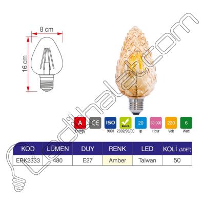 Erk 6 Watt Q72 Rustik Ampul ERK2333 - 2li