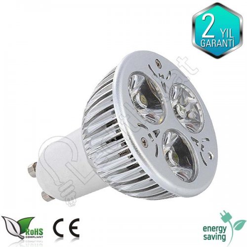 3x1 watt Power ledli GU10 duylu led spot