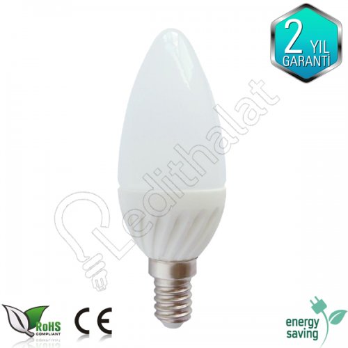 E14 Duylu Soft Camlı Düz Led Mum Ampul - 5 li