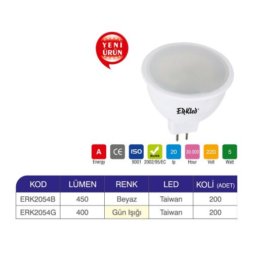 Erk 5 Watt MR16 İğne Bacak Led ERK2054