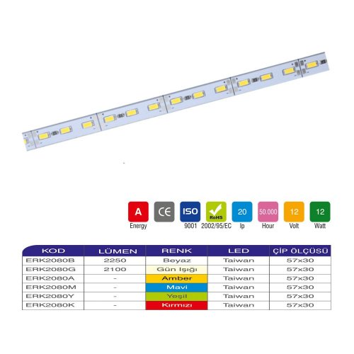 Erk Led Bar 72 Led 12 Watt IP20 - 2 li